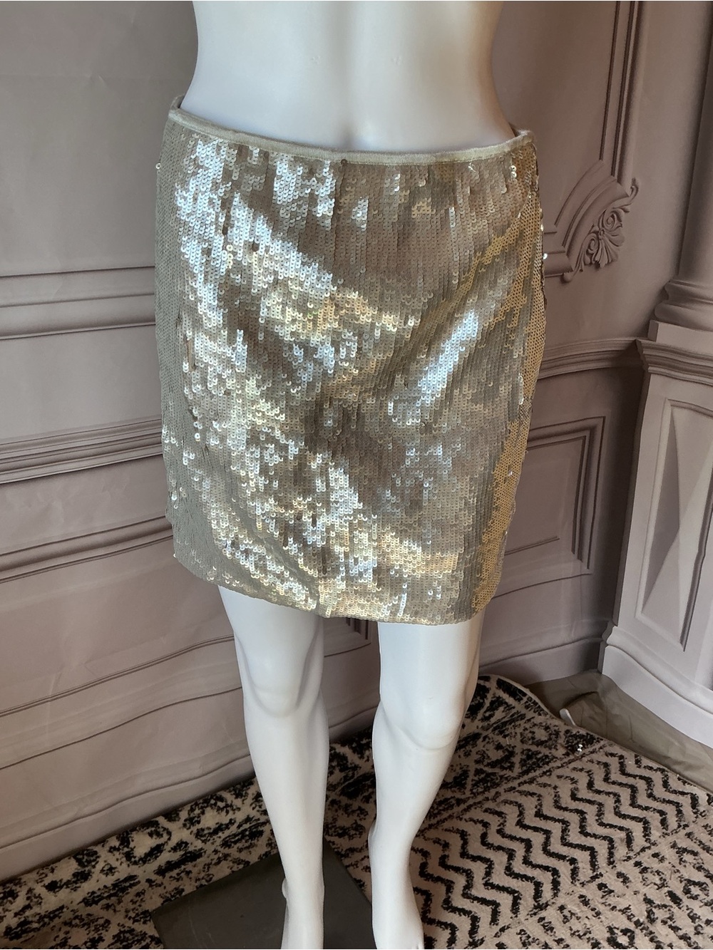 ✨ Bar III Sequin Mini Skirt Silver Women's Medium NWT